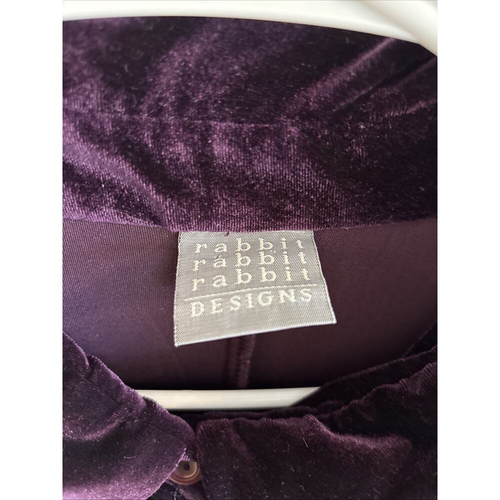 Vintage Rabbit Rabbit Rabbit Designs - Purple Velvet Long Button Down Size 24W - Picture 2 of 7